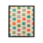 Vintage flower postage stamp pattern Framed Canvas Print Gallery Image 8