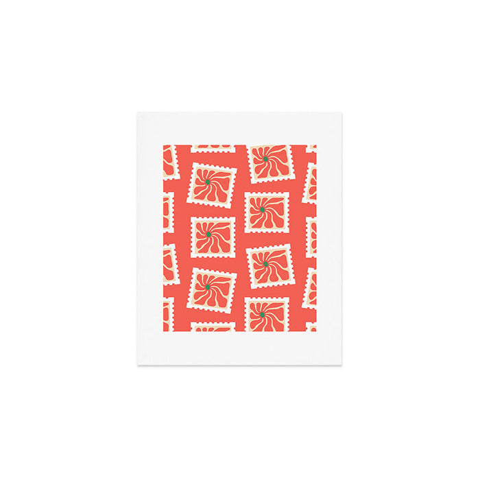 Vintage flower postage stamp pattern Art Print Gallery Image 1