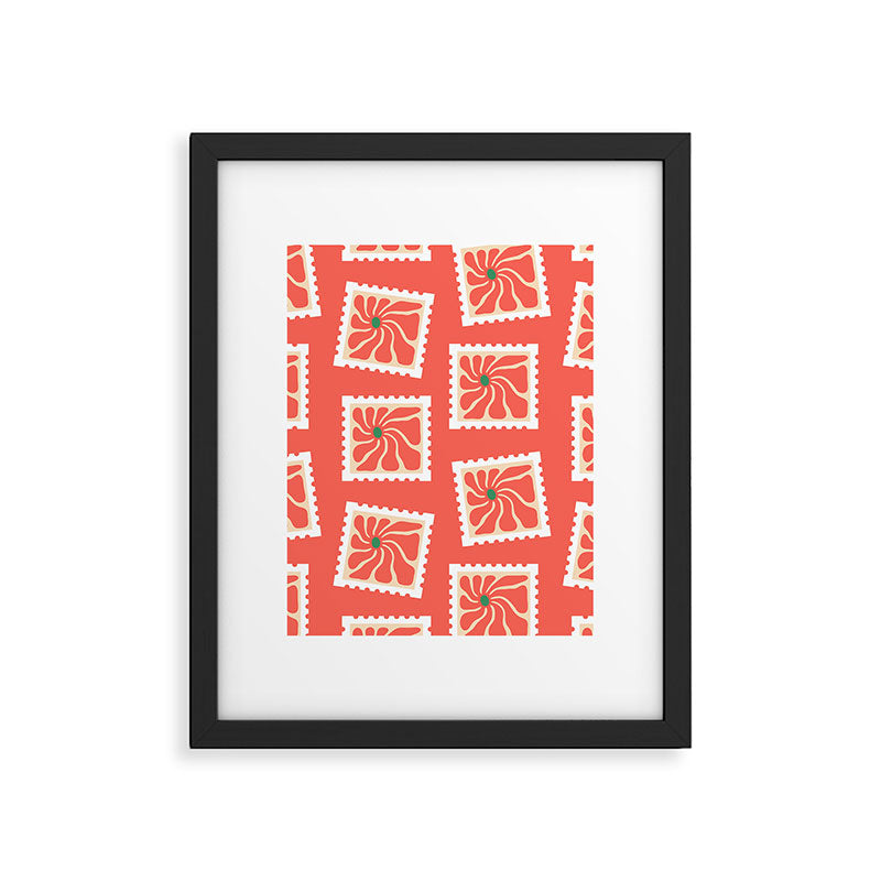 Vintage flower postage stamp pattern Framed Art Print Gallery Image 6