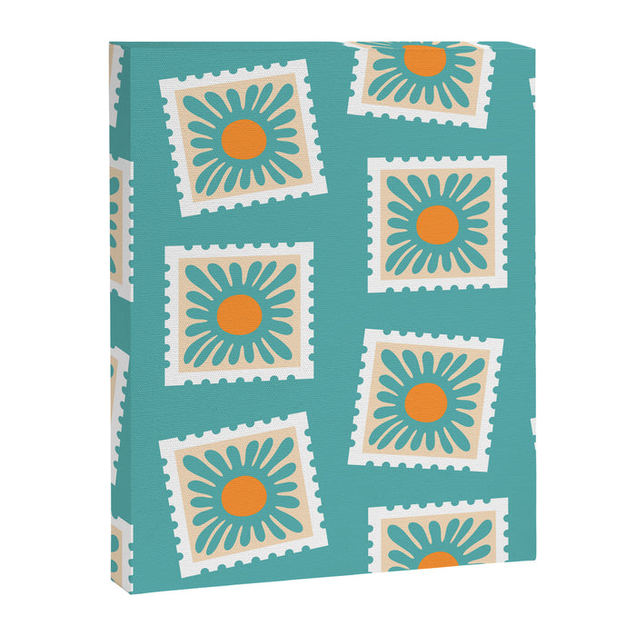 Vintage flower postage stamp pattern Canvas Print Gallery Image 1