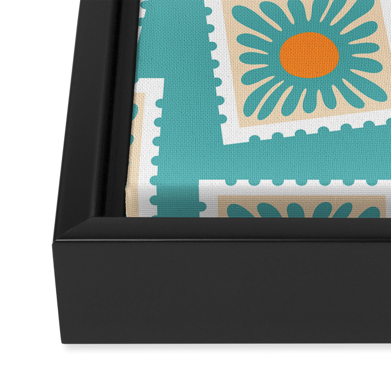 Vintage flower postage stamp pattern Framed Canvas Print Gallery Image 3