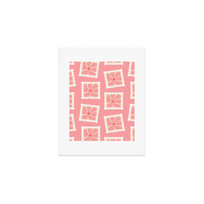 Vintage flower postage stamp pattern Art Print Gallery Image 1
