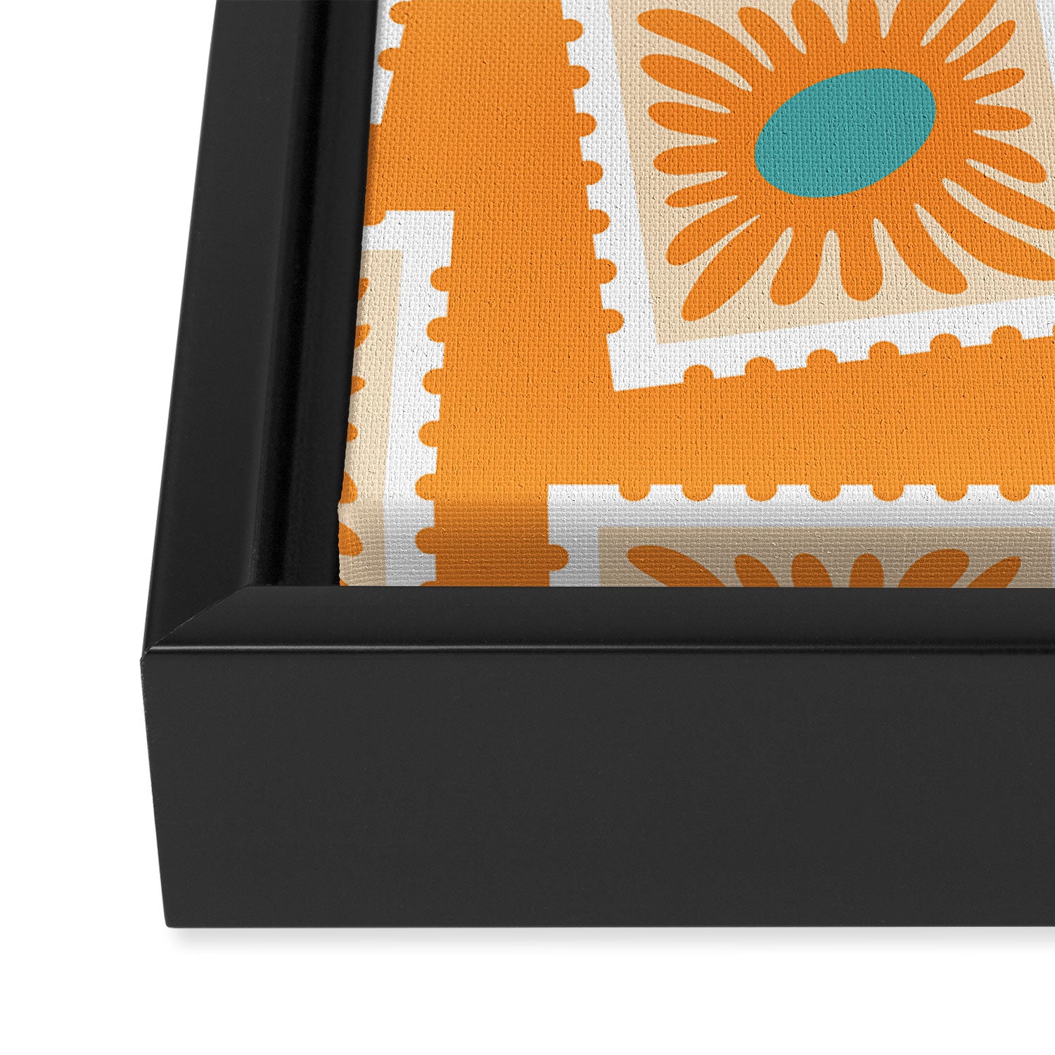 Vintage flower postage stamp pattern Framed Canvas Print Gallery Image 3