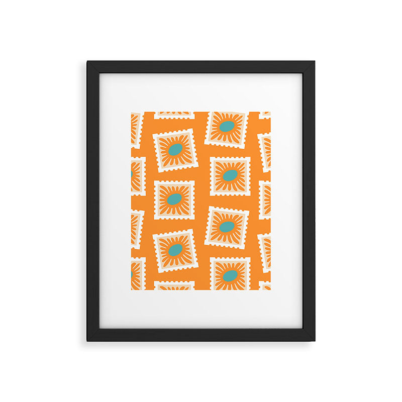 Vintage flower postage stamp pattern Framed Art Print Gallery Image 6