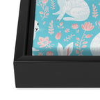 Vintage flower rabbit spring art pattern Framed Canvas Print Gallery Image 3
