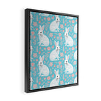 Vintage flower rabbit spring art pattern Framed Canvas Print Gallery Image 2