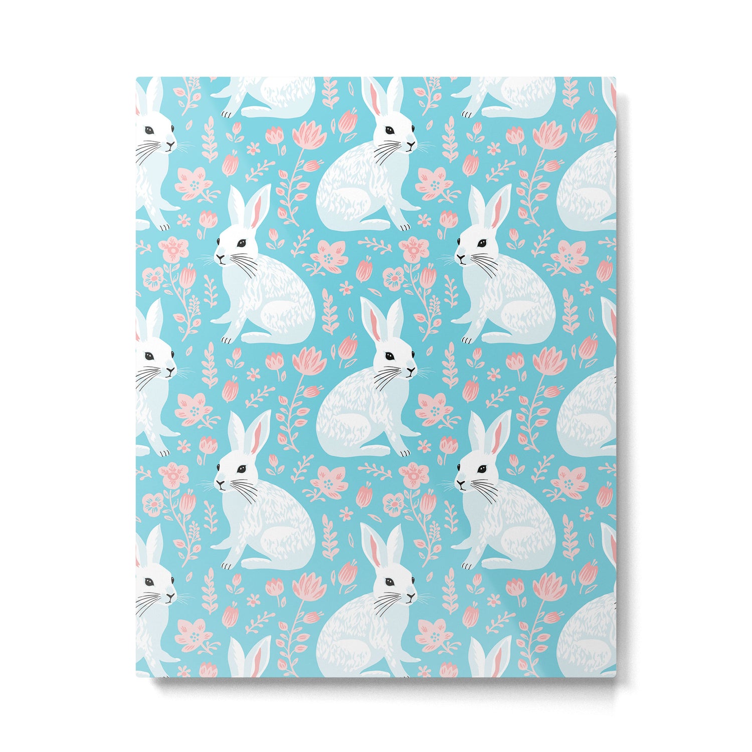 Vintage flower rabbit spring art pattern Metal Print Gallery Image 6