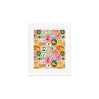 Vintage fruit sticker label cartoon pattern Art Print Gallery Image 1