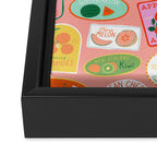 Vintage fruit sticker label cartoon pattern Framed Canvas Print Gallery Image 3