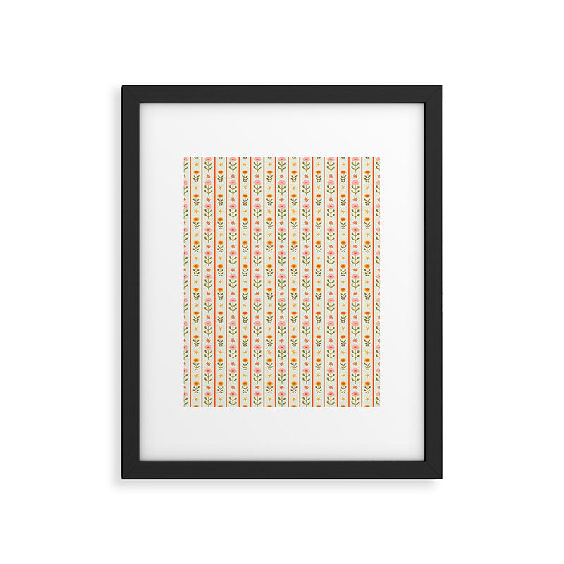 Vintage geometric flower art pattern Framed Art Print Gallery Image 4