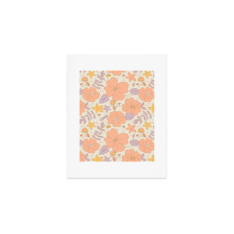 Vintage hand drawn flower art pattern Art Print Gallery Image 1