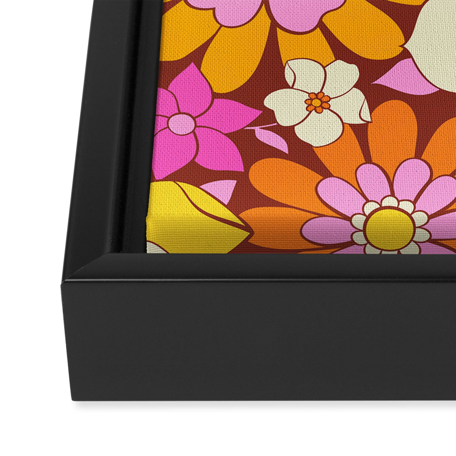 Vintage hand drawn flower art pattern Framed Canvas Print Gallery Image 3