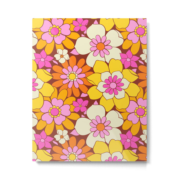 Vintage hand drawn flower art pattern Metal Print Gallery Image 1
