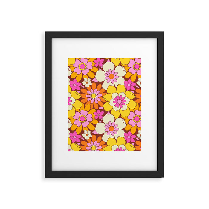 Vintage hand drawn flower art pattern Framed Art Print Gallery Image 1