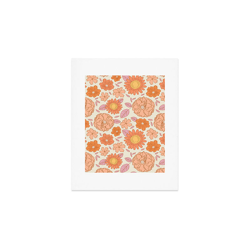 Vintage hand drawn flower art pattern Art Print Gallery Image 1