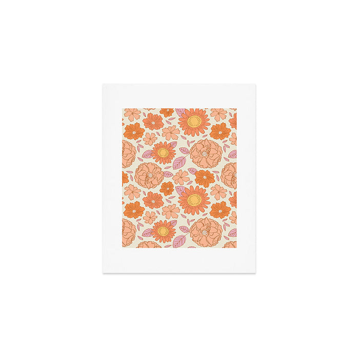 Vintage hand drawn flower art pattern Art Print Gallery Image 1