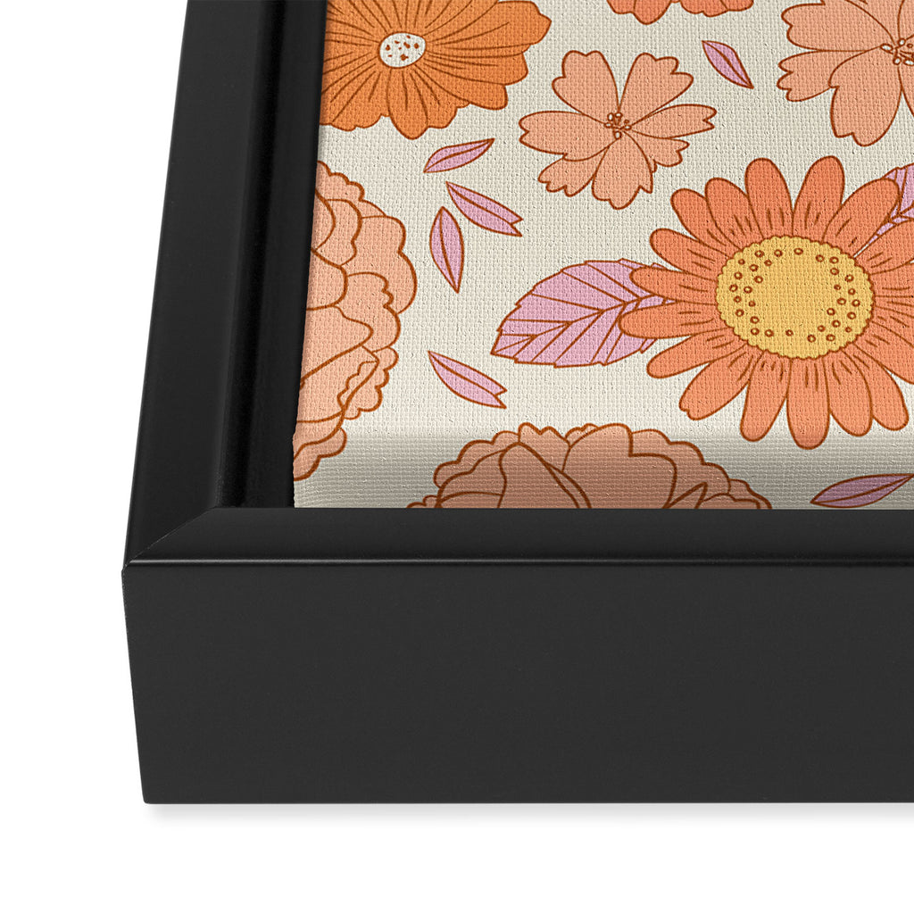 Vintage hand drawn flower art pattern Framed Canvas Print Gallery Image 3