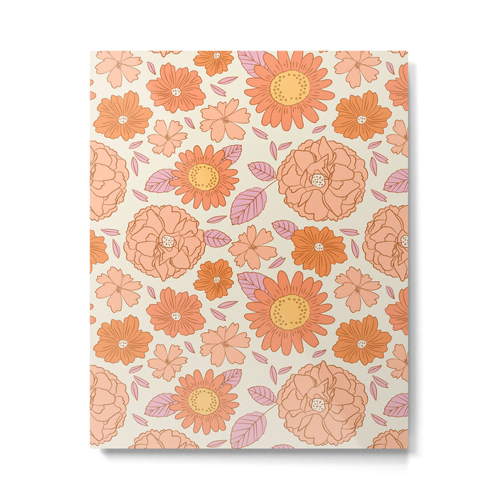 Vintage hand drawn flower art pattern Metal Print Gallery Image 1