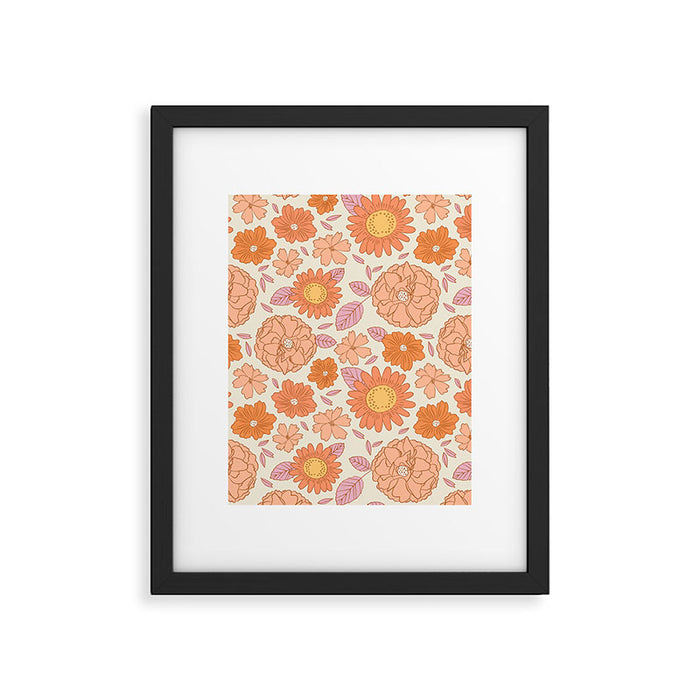 Vintage hand drawn flower art pattern Framed Art Print Gallery Image 1