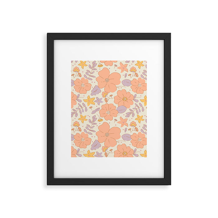 Vintage hand drawn flower art pattern Framed Art Print Gallery Image 1