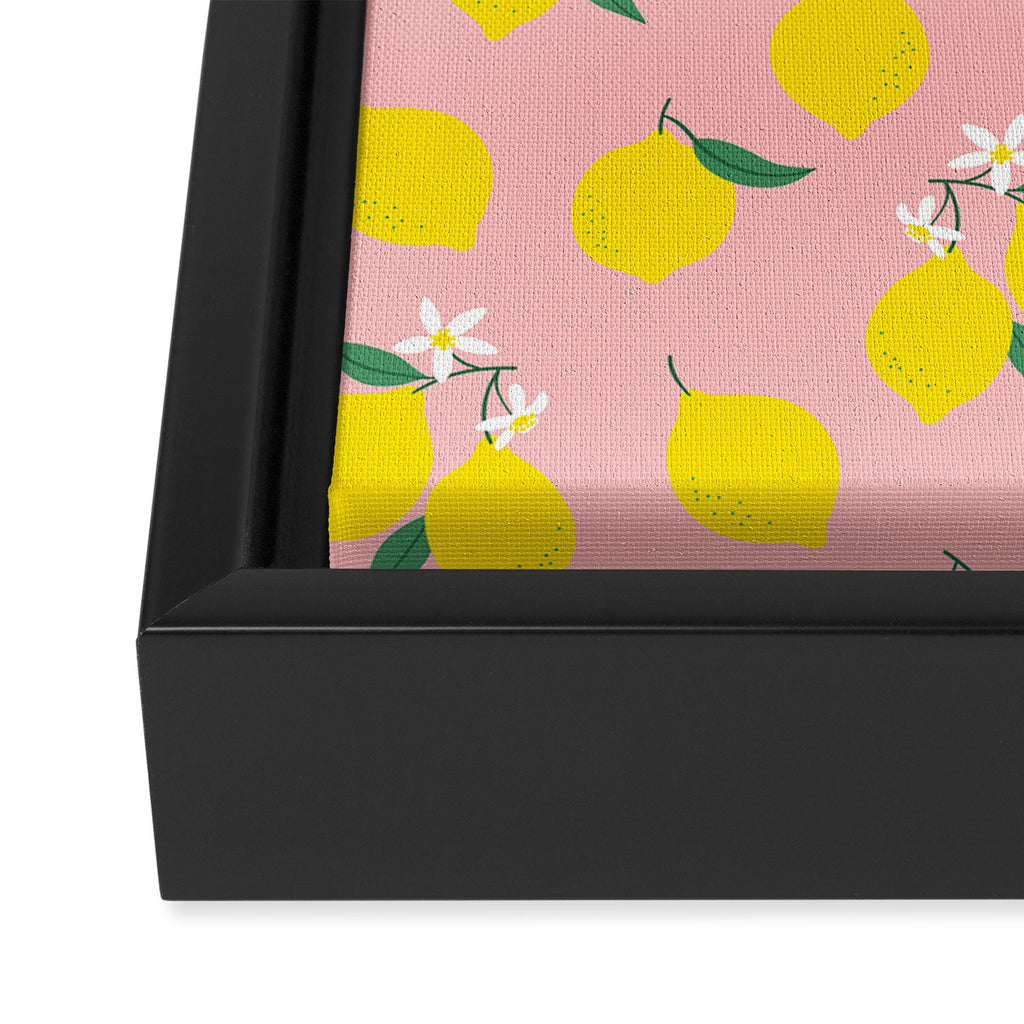 Vintage lemon fruit branch cartoon pattern Framed Canvas Print Gallery Image 3