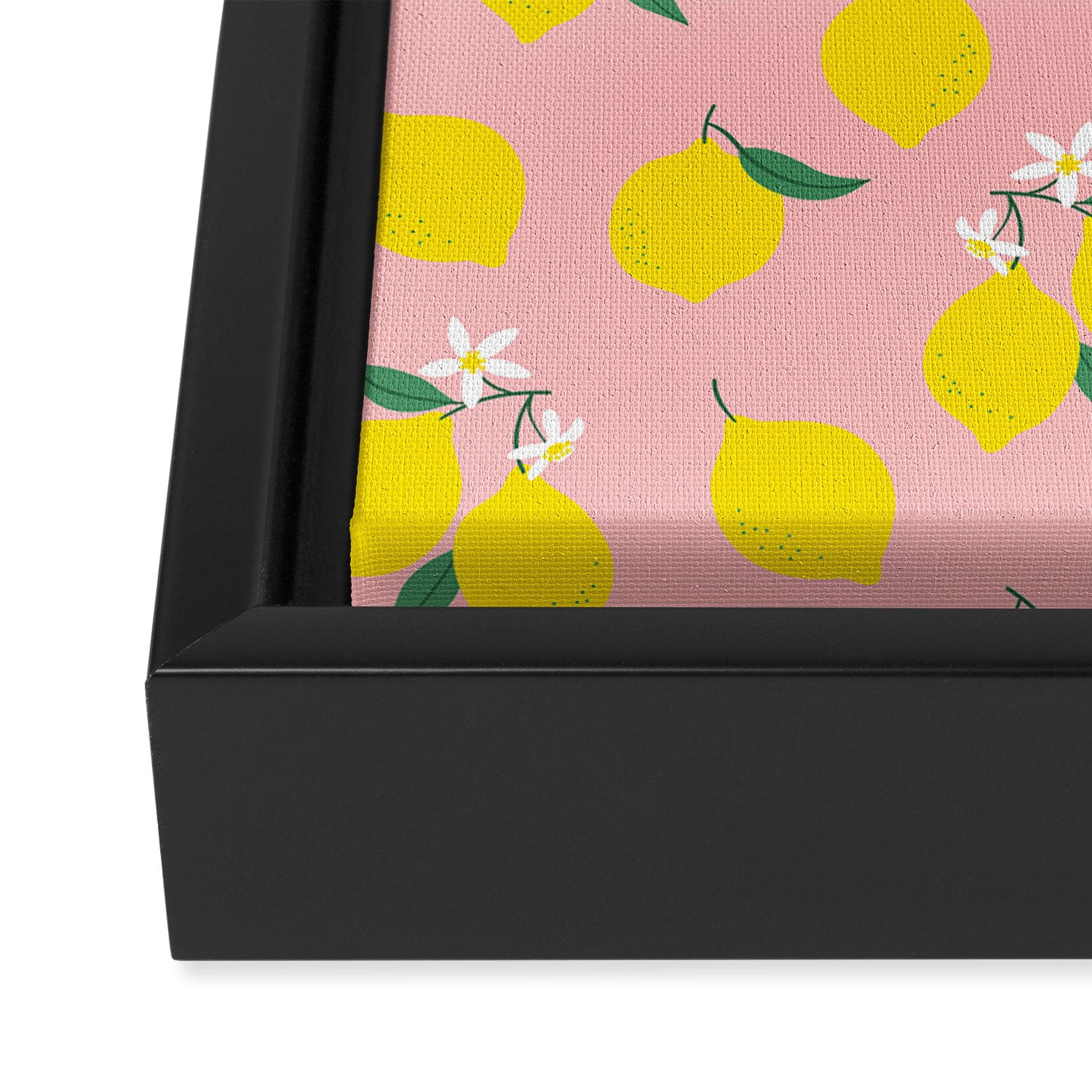 Vintage lemon fruit branch cartoon pattern Framed Canvas Print Gallery Image 3