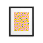 Vintage lemon fruit branch cartoon pattern Framed Art Print Gallery Image 6