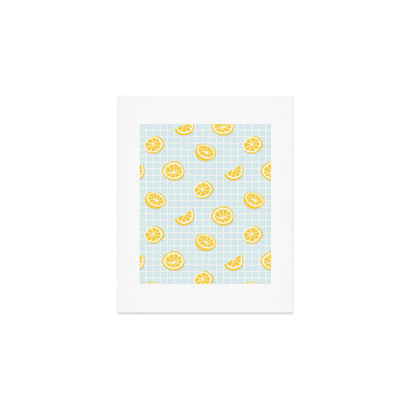 Vintage lemon fruit slice pattern Art Print Gallery Image 1