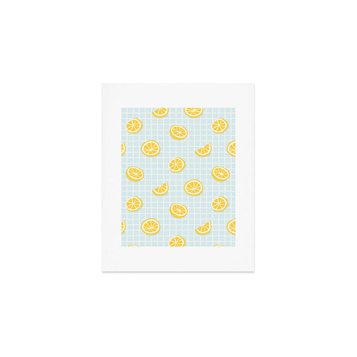 Vintage lemon fruit slice pattern Art Print Gallery Image 1