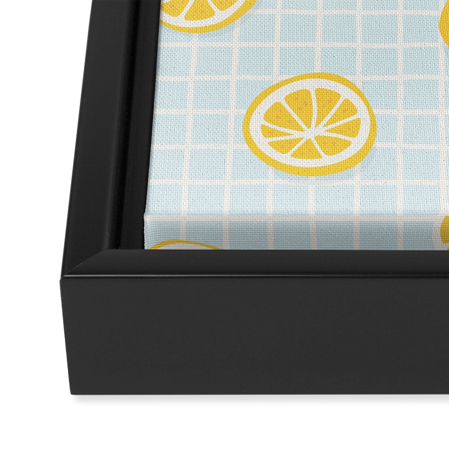 Vintage lemon fruit slice pattern Framed Canvas Print Gallery Image 3