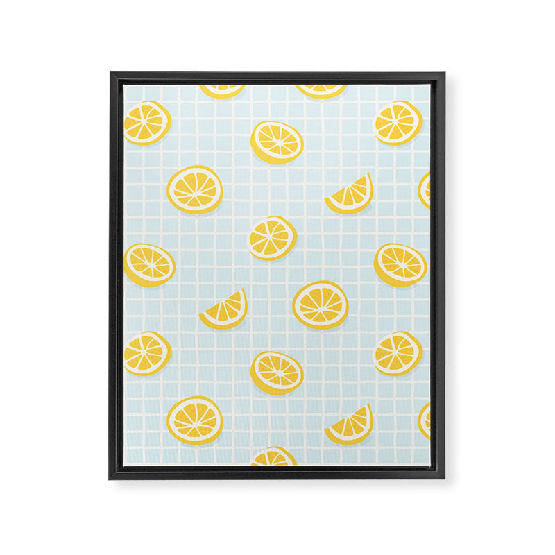 Vintage lemon fruit slice pattern Framed Canvas Print Gallery Image 8