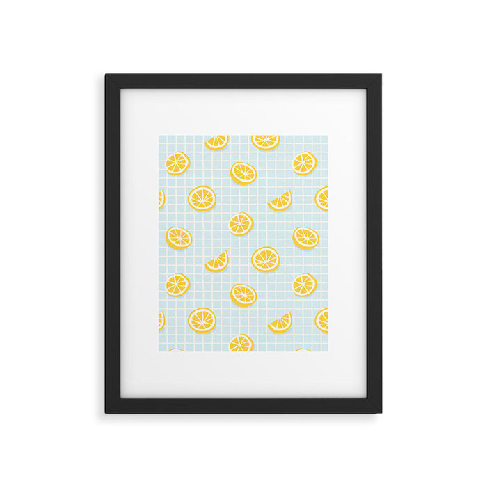 Vintage lemon fruit slice pattern Framed Art Print Gallery Image 1