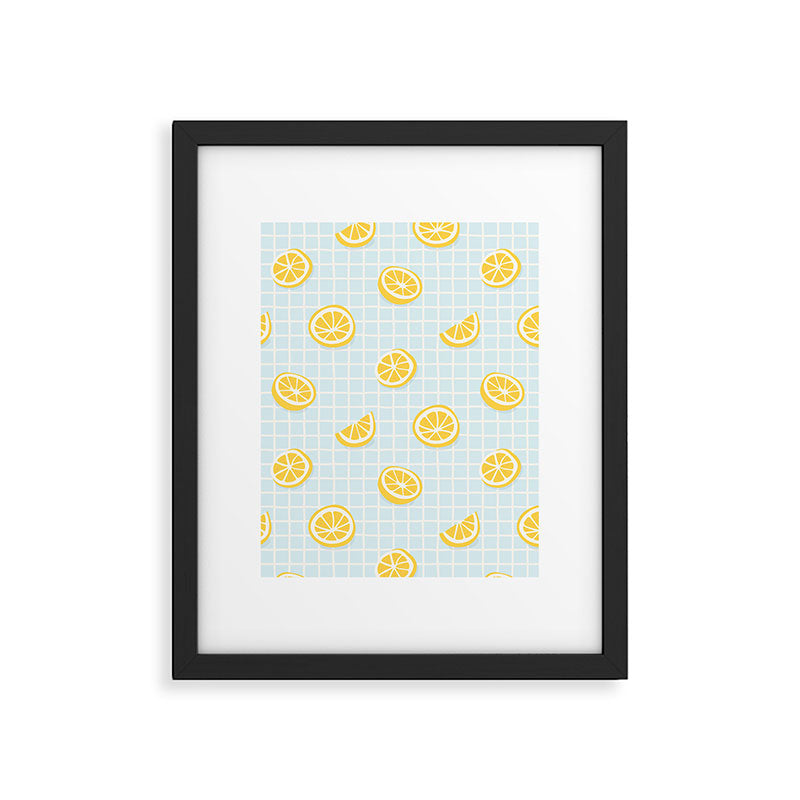 Vintage lemon fruit slice pattern Framed Art Print Gallery Image 6