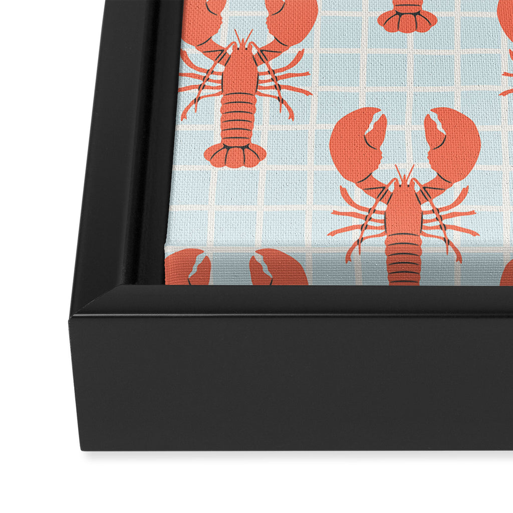 Vintage lobster sea food cartoon pattern Framed Canvas Print Gallery Image 3