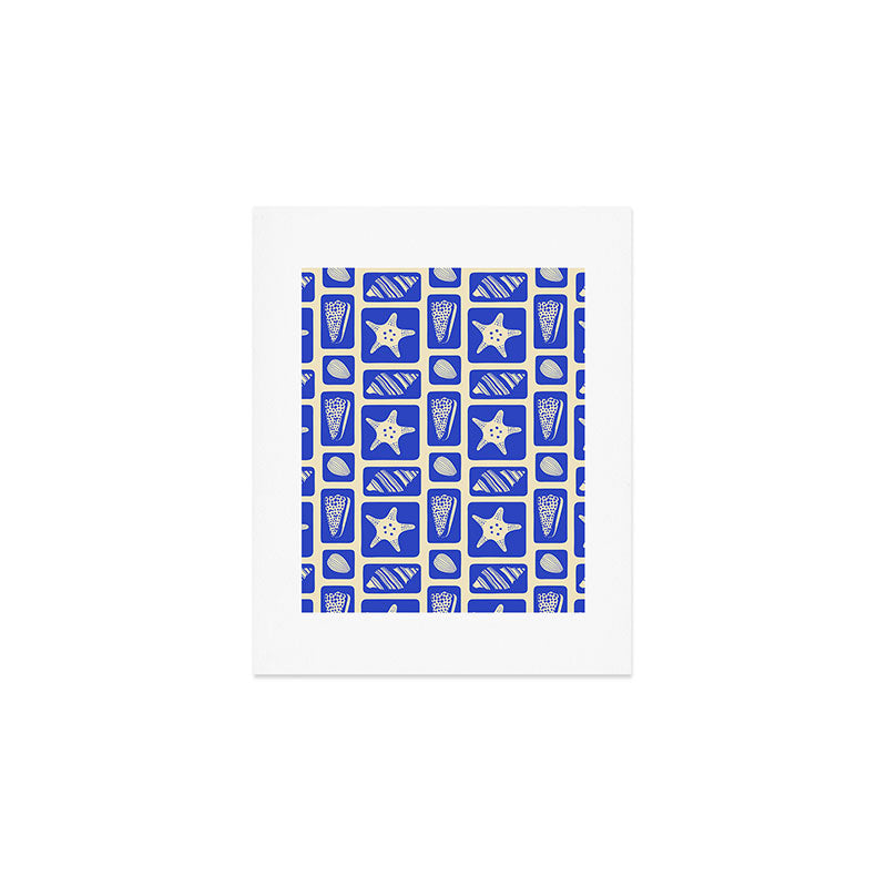 Vintage marine sea shell art pattern Art Print Gallery Image 1