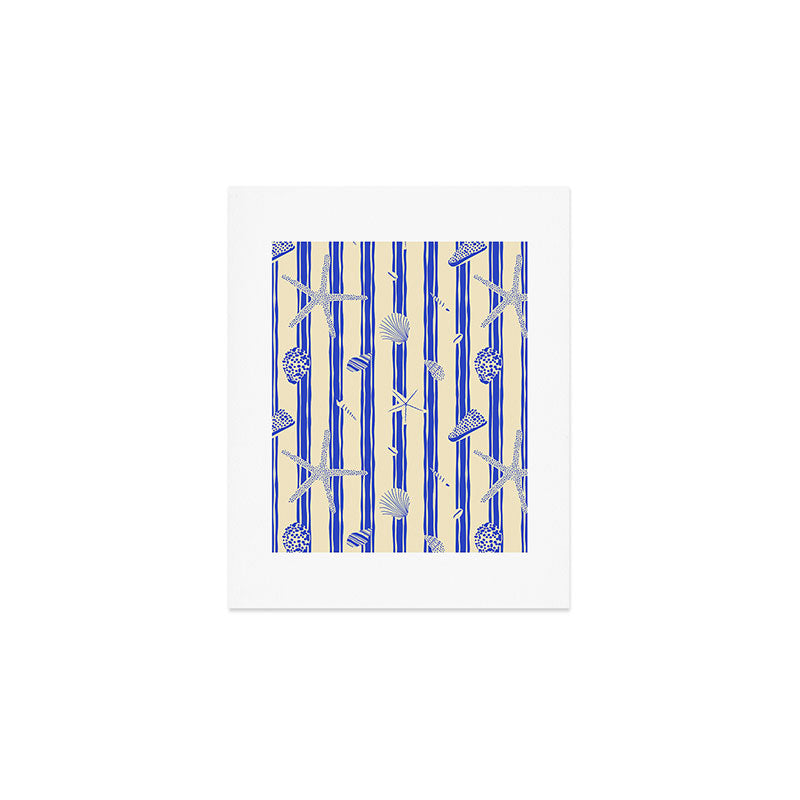 Vintage marine sea shell summer art pattern Art Print Gallery Image 1