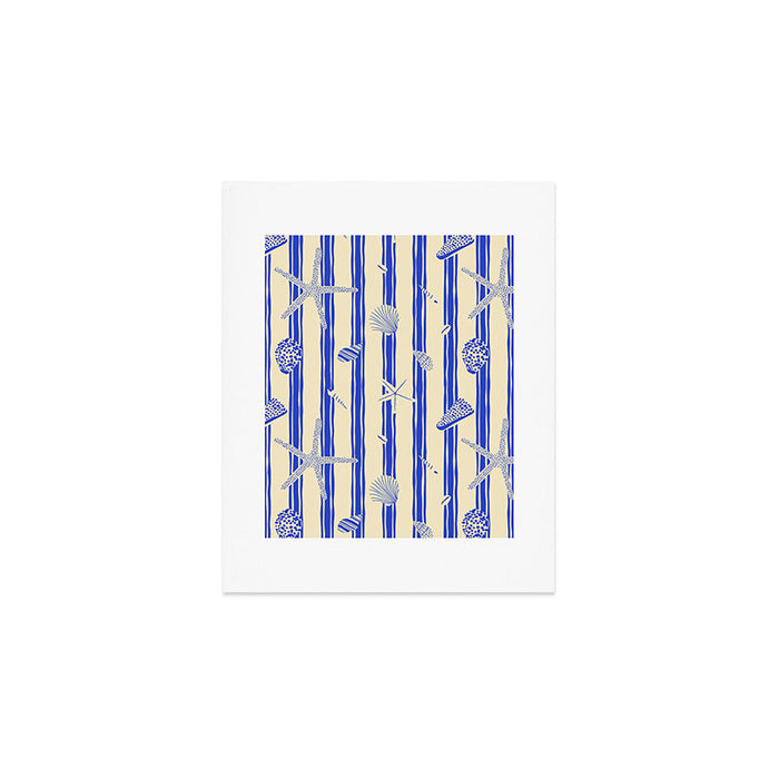Vintage marine sea shell summer art pattern Art Print Gallery Image 1