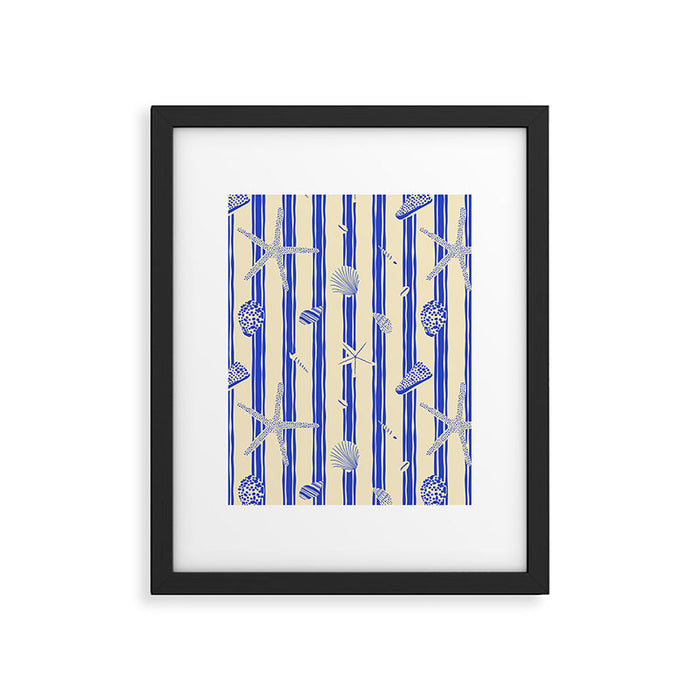 Vintage marine sea shell summer art pattern Framed Art Print Gallery Image 1