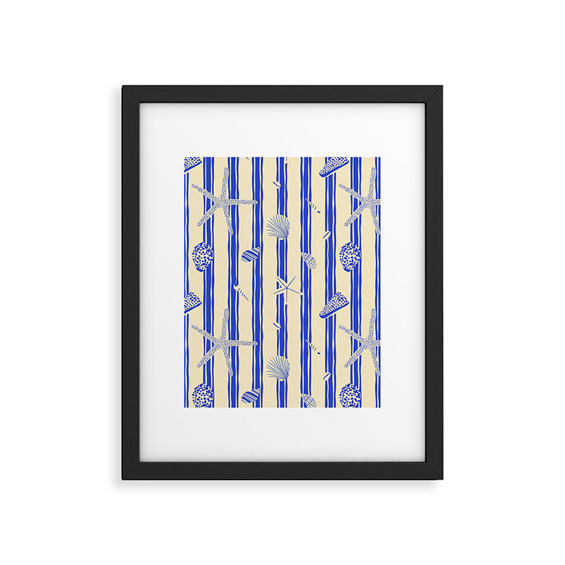 Vintage marine sea shell summer art pattern Framed Art Print Gallery Image 6