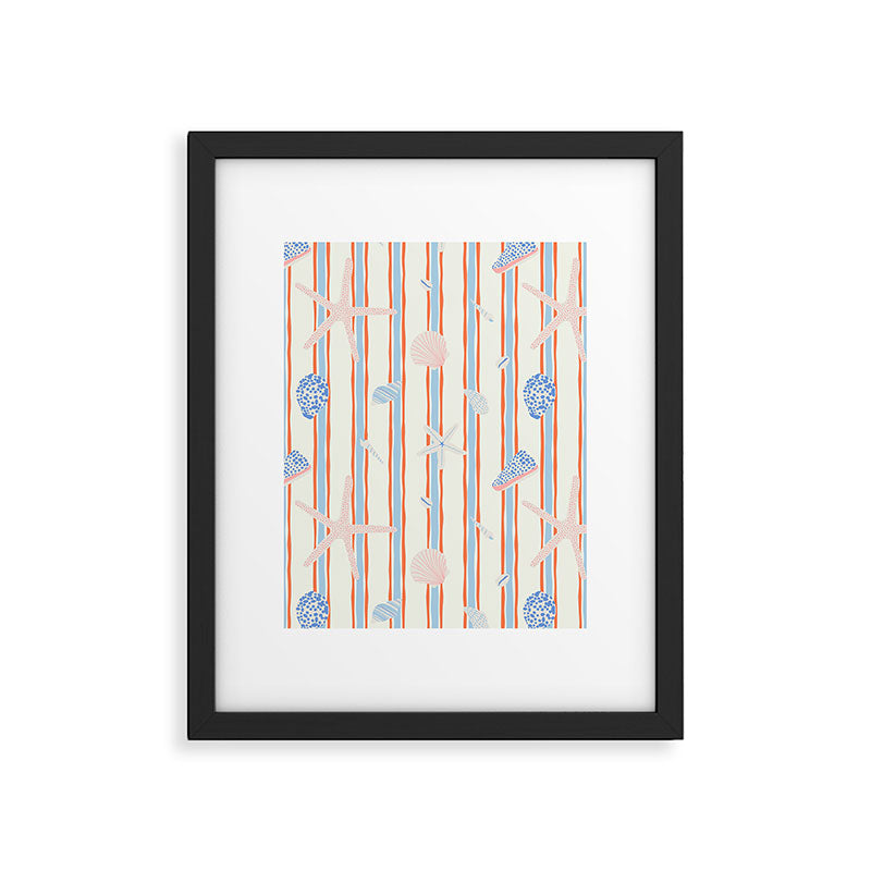 Vintage marine sea shell summer art pattern Framed Art Print Gallery Image 6