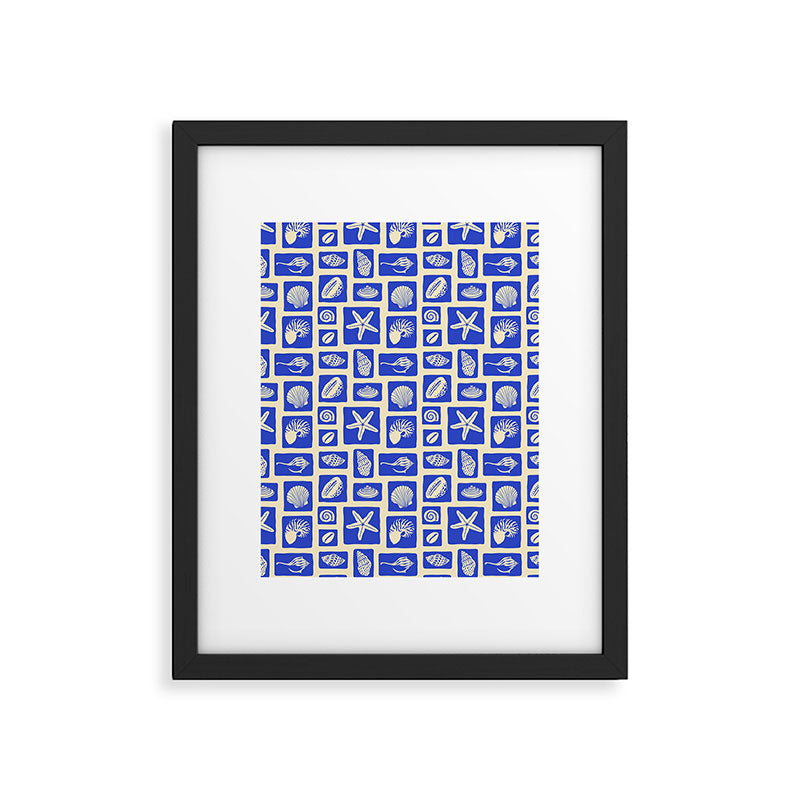 Vintage marine seashell mosaic art pattern Framed Art Print Gallery Image 6