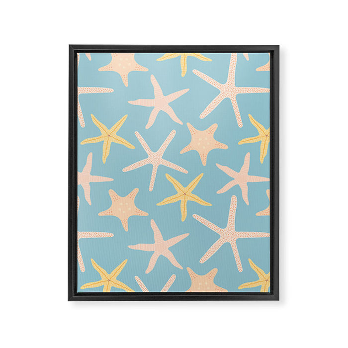 Vintage marine starfish sea animal pattern Framed Canvas Print Gallery Image 1