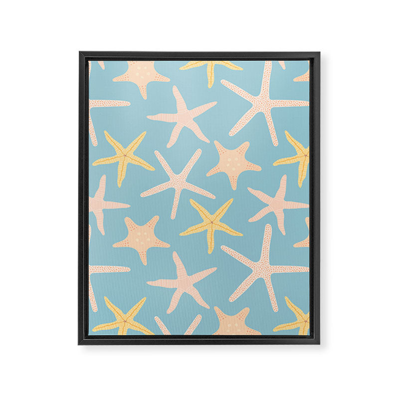 Vintage marine starfish sea animal pattern Framed Canvas Print Gallery Image 8