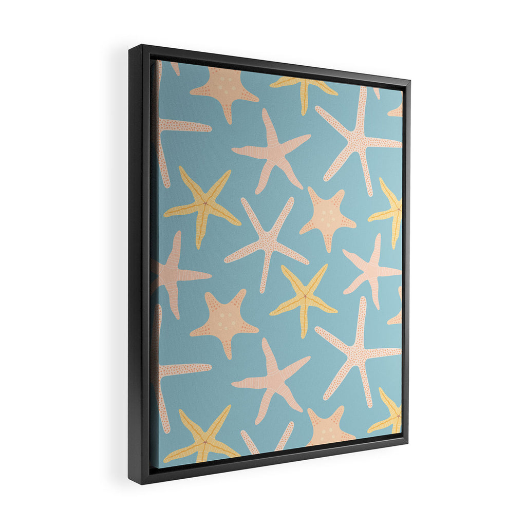 Vintage marine starfish sea animal pattern Framed Canvas Print Gallery Image 2