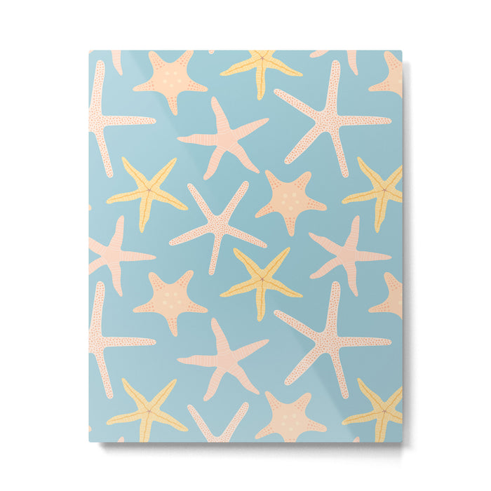 Vintage marine starfish sea animal pattern Metal Print Gallery Image 1