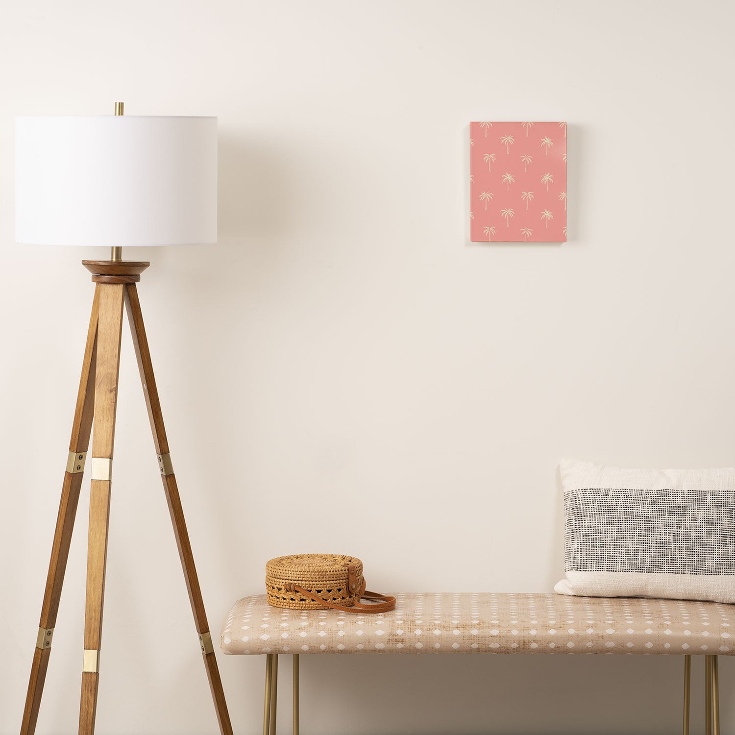 Vintage palm tree beach doodle pattern Canvas Print Gallery Image 2