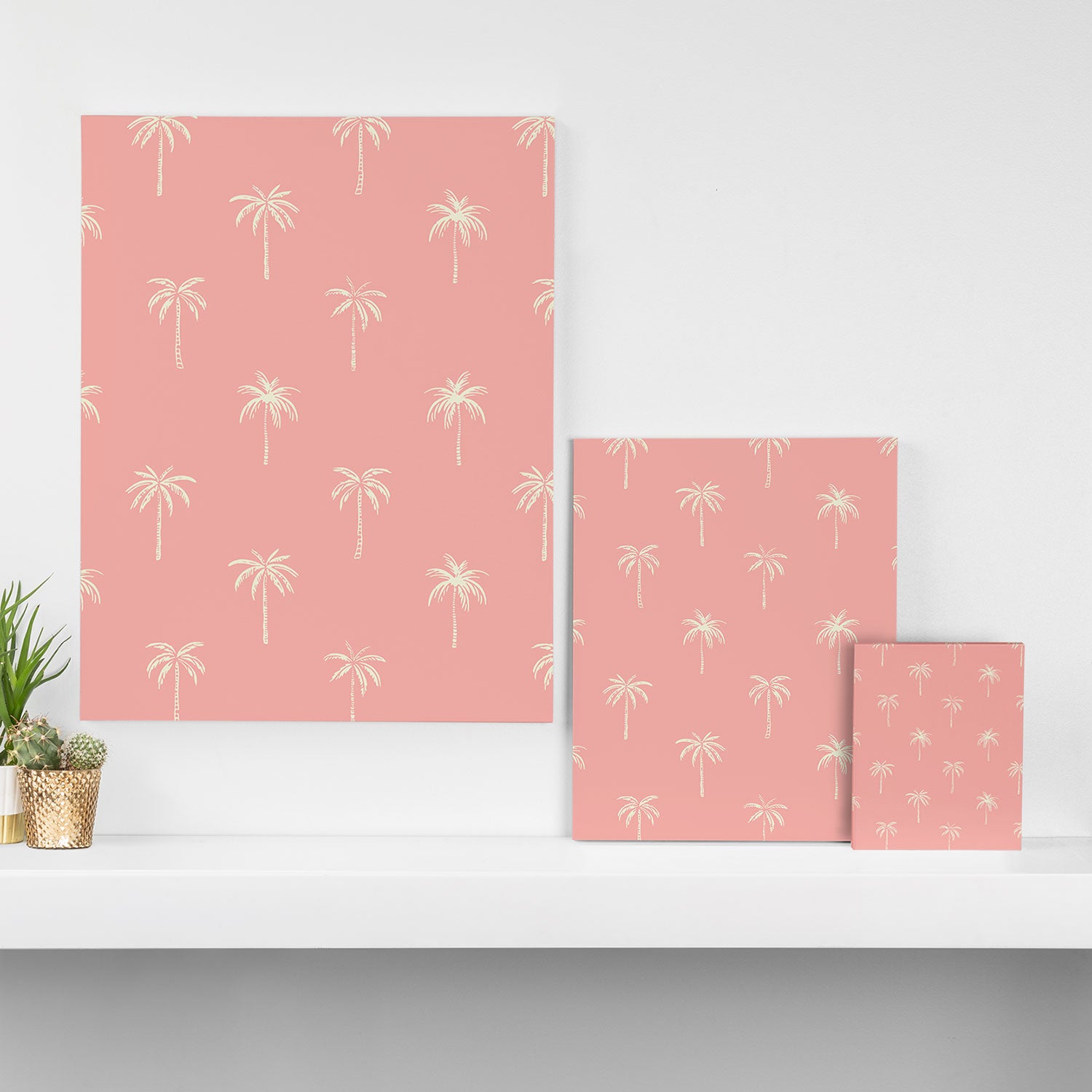 Vintage palm tree beach doodle pattern Canvas Print Gallery Image 3