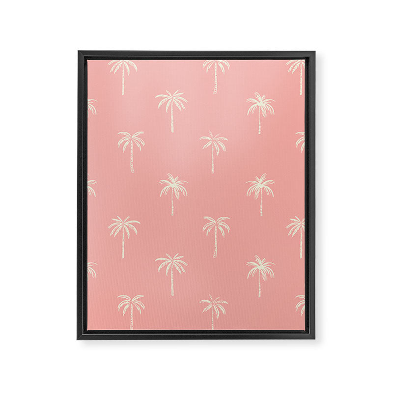 Vintage palm tree beach doodle pattern Framed Canvas Print Gallery Image 3