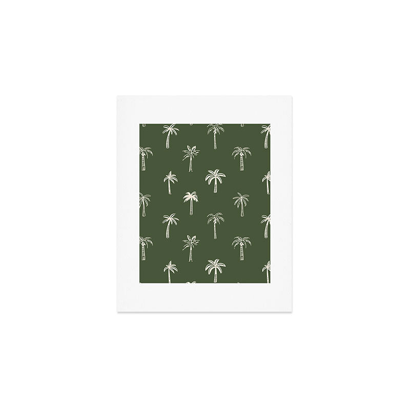 Vintage palm tree beach doodle pattern Art Print Gallery Image 1
