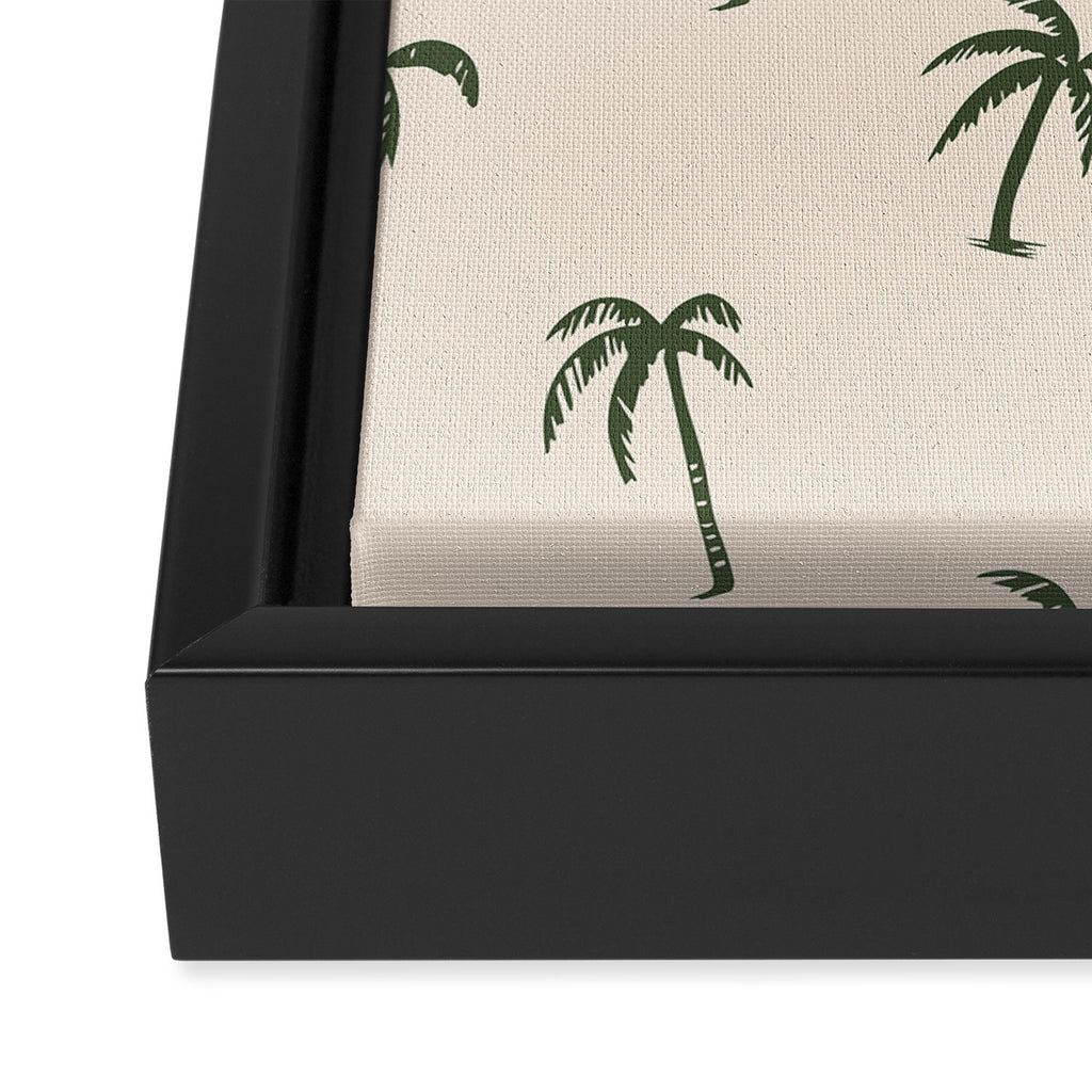 Vintage palm tree beach doodle pattern Framed Canvas Print Gallery Image 3